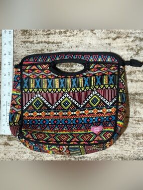 Boho Vibrant Tribal Pattern Handheld Neoprene Lunch tote-Arctic Zone(zips)